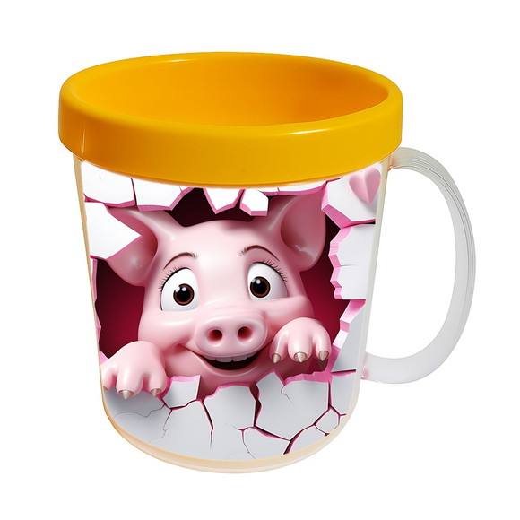 Caneca Acrílica Animais Fofos Fazenda Porco Charmoso - Imagem 3