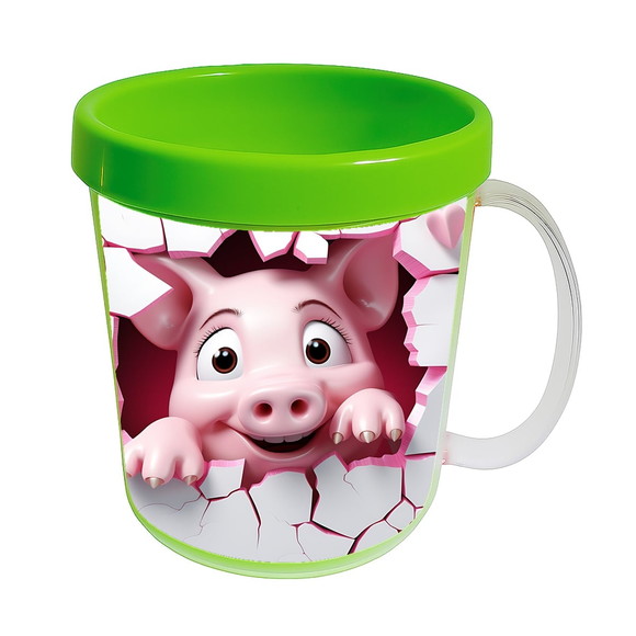 Caneca Acrílica Animais Fofos Fazenda Porco Charmoso - Imagem 4