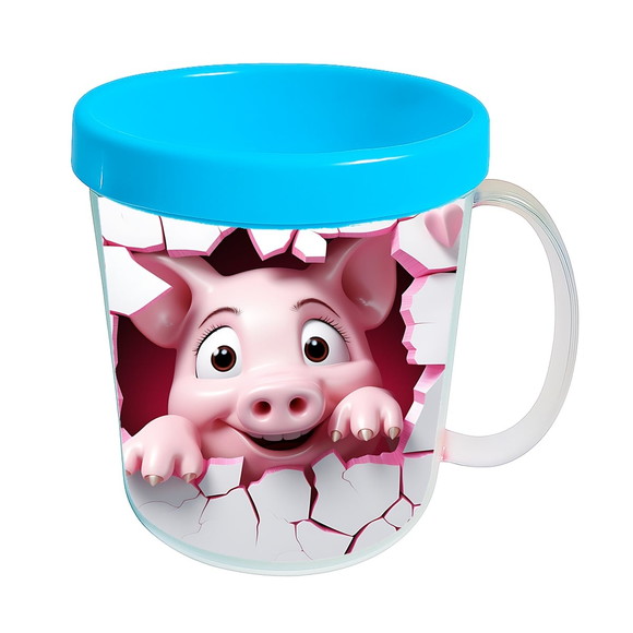 Caneca Acrílica Animais Fofos Fazenda Porco Charmoso - Imagem 2