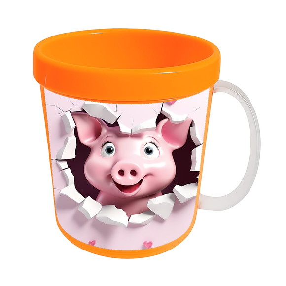 Caneca Acrílica Animais Fofos Fazenda Porco Encantador - Imagem 5