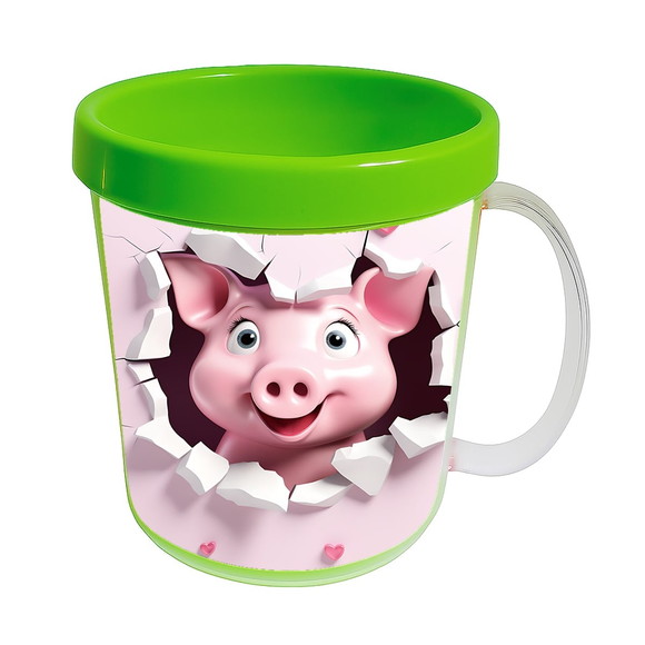 Caneca Acrílica Animais Fofos Fazenda Porco Encantador - Imagem 4