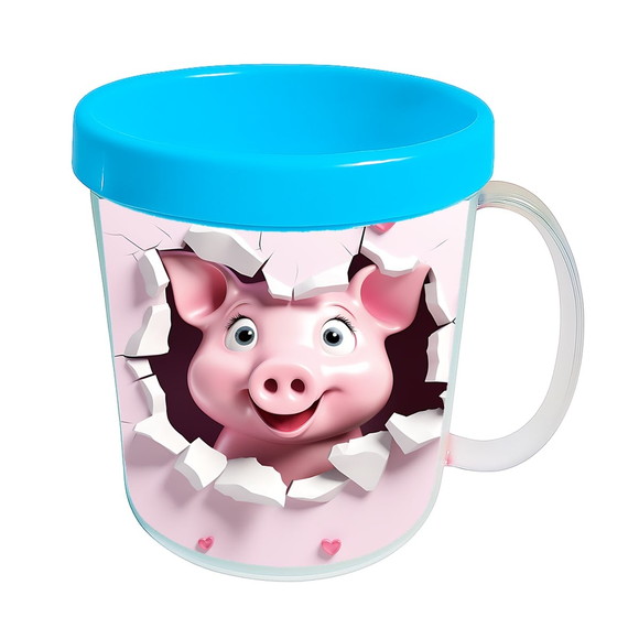 Caneca Acrílica Animais Fofos Fazenda Porco Encantador - Imagem 2