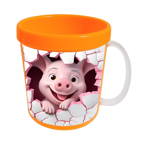 Caneca Acrílica Animais Fofos Fazenda Porco Romântico - Imagem 5