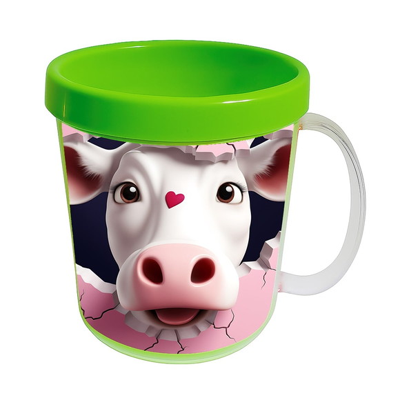 Caneca Acrílica Animais Fofos Fazenda Vaca Apaixonada - Imagem 4