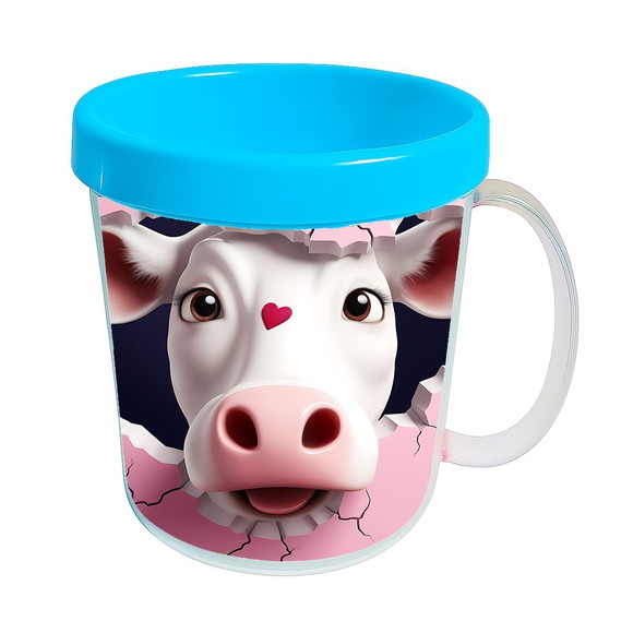 Caneca Acrílica Animais Fofos Fazenda Vaca Apaixonada - Imagem 2