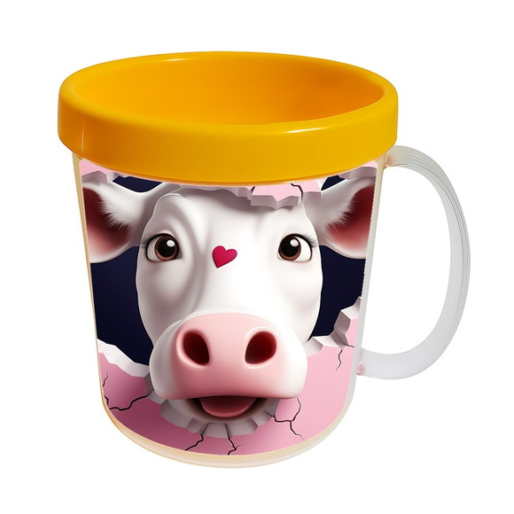 Caneca Acrílica Animais Fofos Fazenda Vaca Apaixonada - Imagem 3