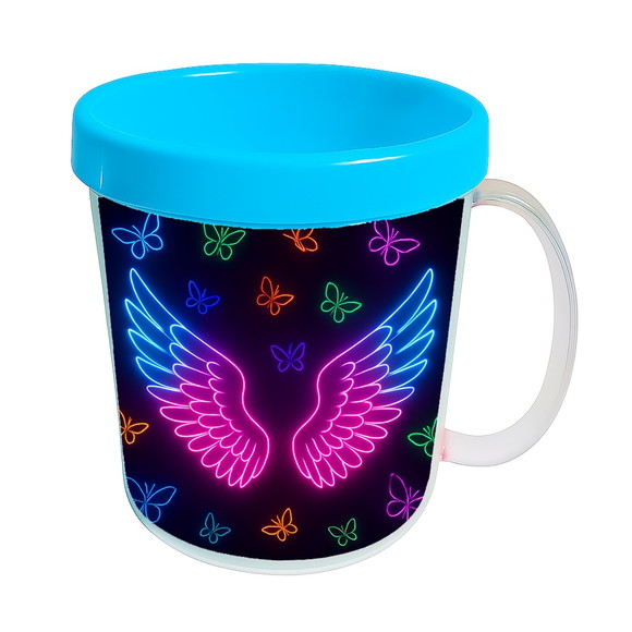 Caneca Acrílica Infantil Personalizada Asas Neon - Imagem 2