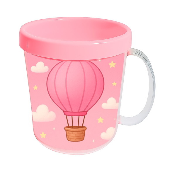 Caneca Acrílica Infantil Personalizada Balão de Ar Rosa - Imagem 3