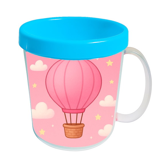 Caneca Acrílica Infantil Personalizada Balão de Ar Rosa - Imagem 2
