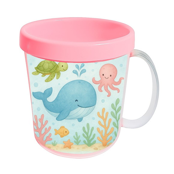 Caneca Acrílica Infantil Personalizada Baleia Aquarela - Imagem 3