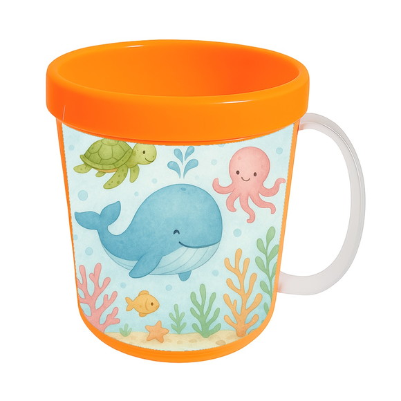 Caneca Acrílica Infantil Personalizada Baleia Aquarela - Imagem 5