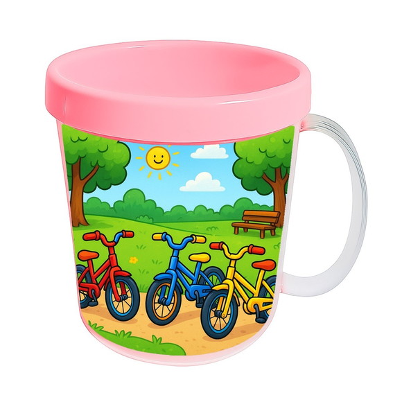 Caneca Acrílica Infantil Personalizada Bicicletas Coloridas - Imagem 3