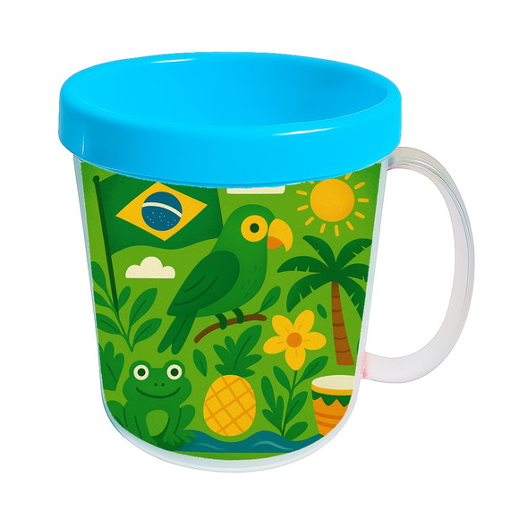 Caneca Acrílica Infantil Personalizada Brasil Verde Amarelo - Imagem 2