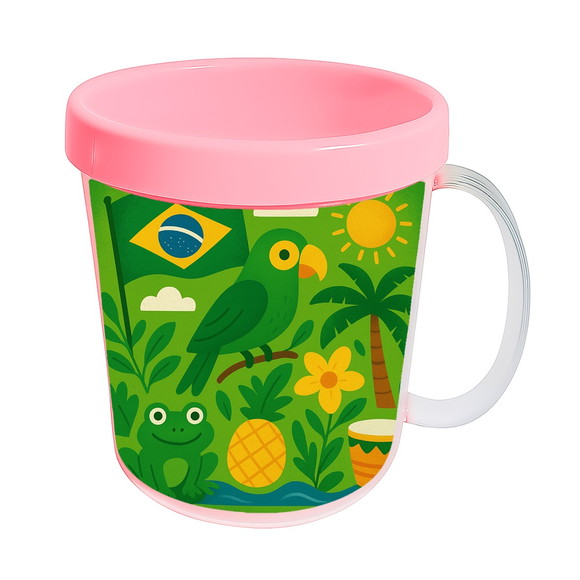 Caneca Acrílica Infantil Personalizada Brasil Verde Amarelo - Imagem 3
