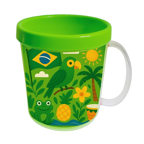 Caneca Acrílica Infantil Personalizada Brasil Verde Amarelo - Imagem 4