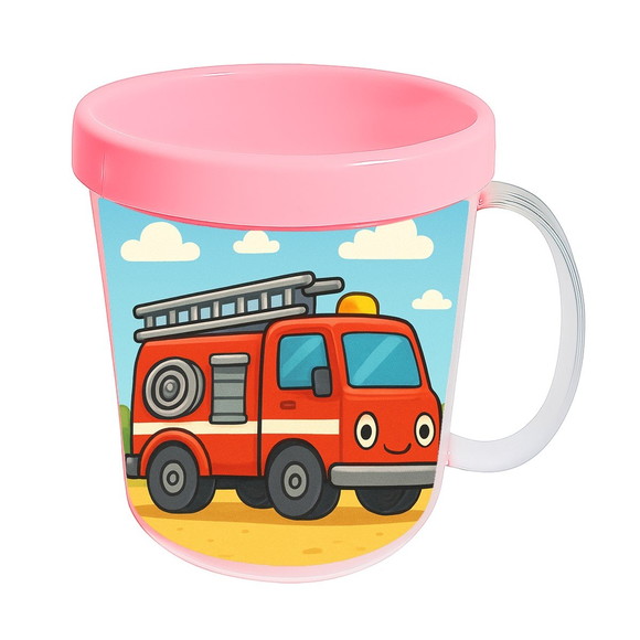 Caneca Acrílica Infantil Personalizada Caminhão de Bombeiro - Imagem 3
