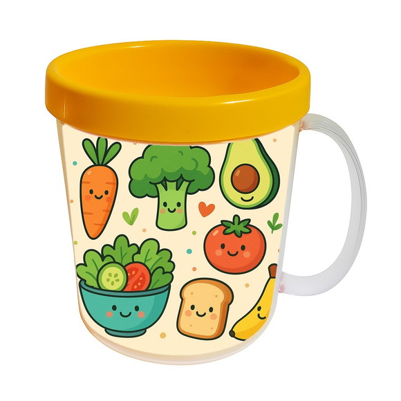 Caneca Acrílica Infantil Personalizada Comidinhas Saudáveis