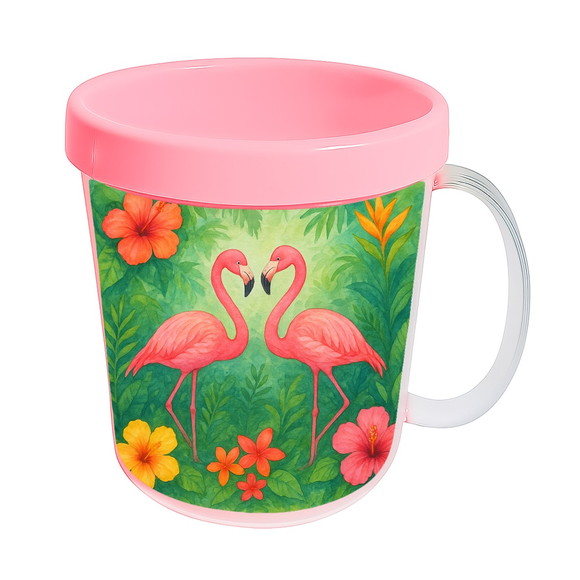 Caneca Acrílica Infantil Personalizada Flamingo Aquarela - Imagem 2