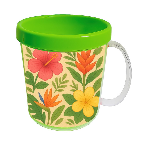 Caneca Acrílica Infantil Personalizada Flores Tropicais - Imagem 4