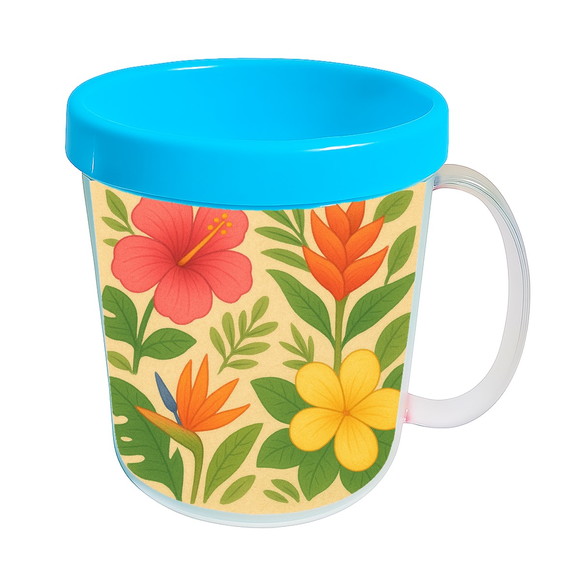Caneca Acrílica Infantil Personalizada Flores Tropicais - Imagem 2