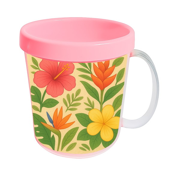 Caneca Acrílica Infantil Personalizada Flores Tropicais - Imagem 3