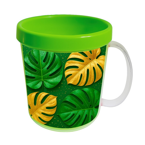 Caneca Acrílica Infantil Personalizada Folha Costela-de-adão - Imagem 4