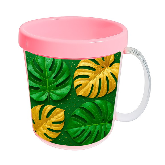 Caneca Acrílica Infantil Personalizada Folha Costela-de-adão - Imagem 3