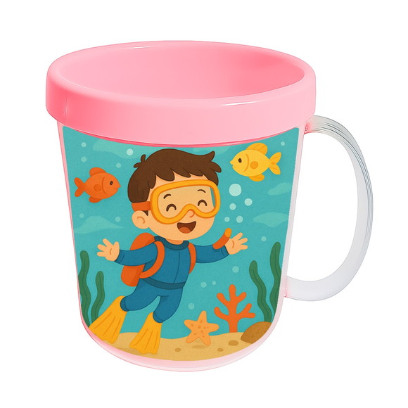 Caneca Acrílica Infantil Personalizada Menino Mergulhador - Imagem 3