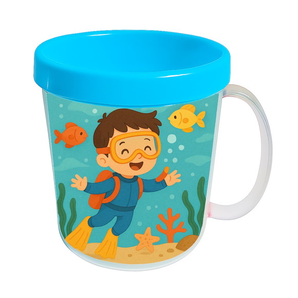 Caneca Acrílica Infantil Personalizada Menino Mergulhador - Imagem 2