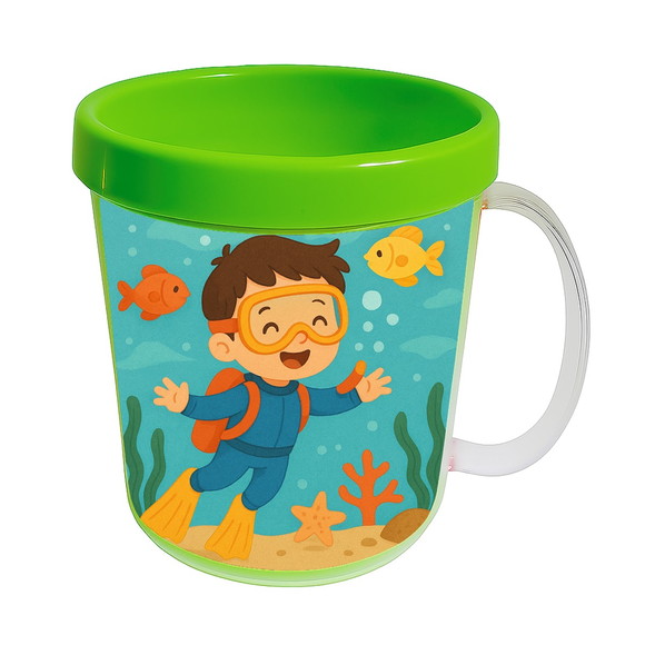 Caneca Acrílica Infantil Personalizada Menino Mergulhador - Imagem 4
