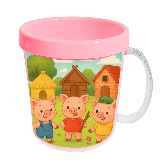 Caneca Acrílica Infantil Personalizada os Três Porquinhos - Imagem 3
