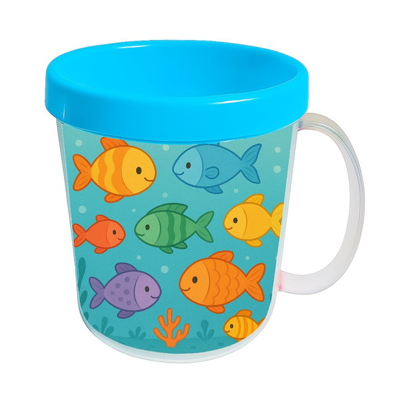 Caneca Acrílica Infantil Personalizada Peixinhos Coloridos - Imagem 2