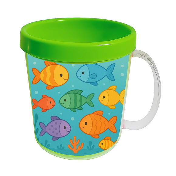Caneca Acrílica Infantil Personalizada Peixinhos Coloridos - Imagem 4