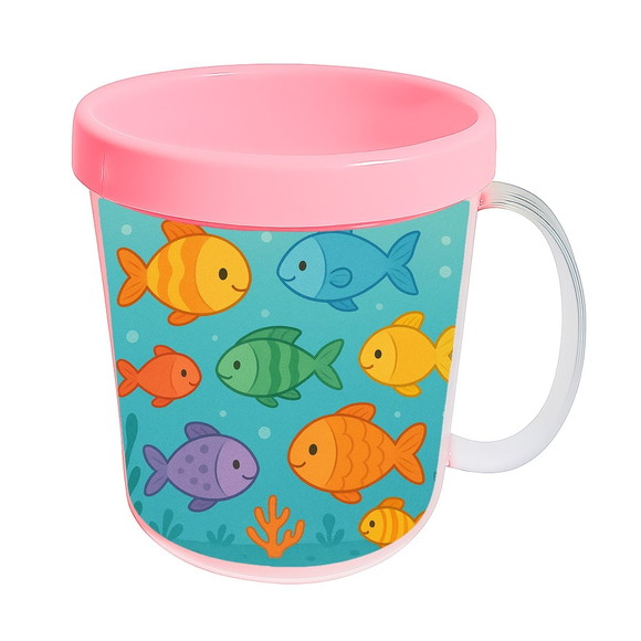 Caneca Acrílica Infantil Personalizada Peixinhos Coloridos - Imagem 3