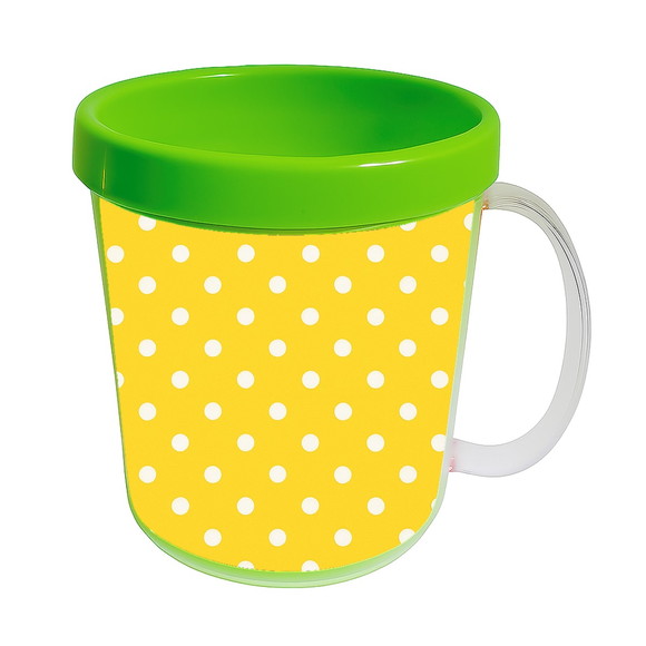 Caneca Acrílica Infantil Personalizada Poá Amarelo - Imagem 4