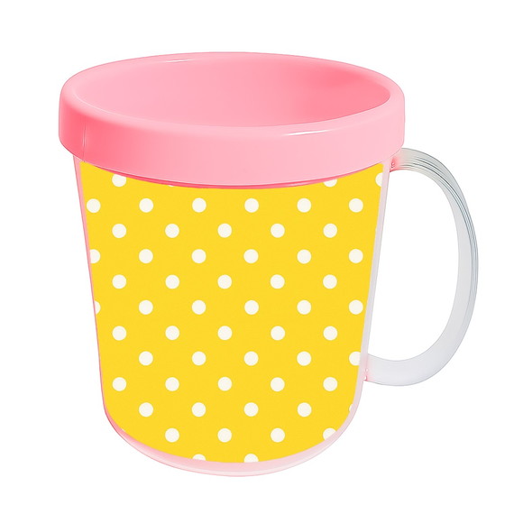 Caneca Acrílica Infantil Personalizada Poá Amarelo - Imagem 3