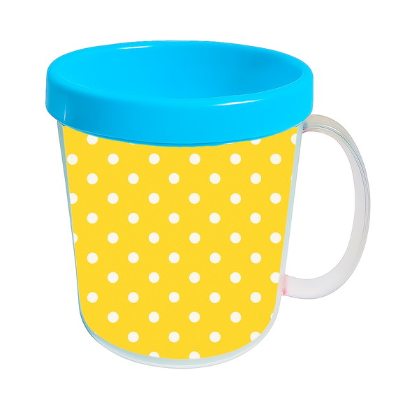 Caneca Acrílica Infantil Personalizada Poá Amarelo - Imagem 2