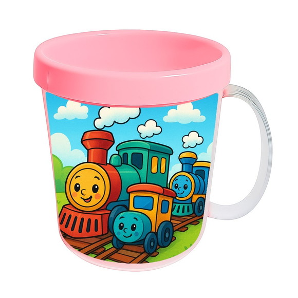 Caneca Acrílica Infantil Personalizada Trens Antigos - Imagem 3