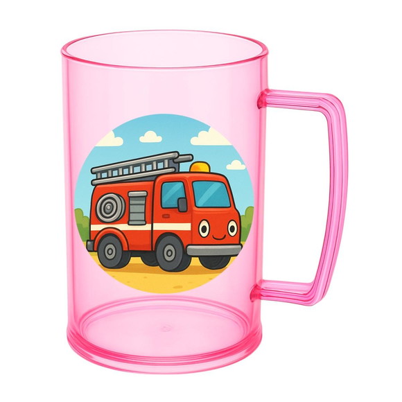 Caneca de Chopp Infantil Personalizada Caminhão de Bombeiro - Imagem 3