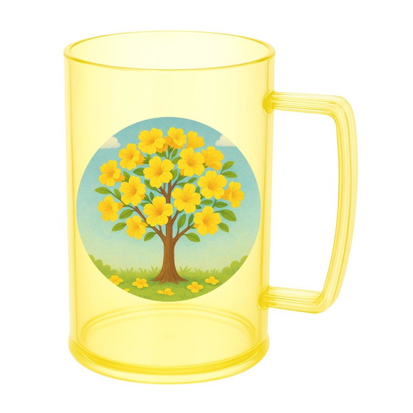 Caneca de Chopp Infantil Personalizada Flor de Ipê Amarela