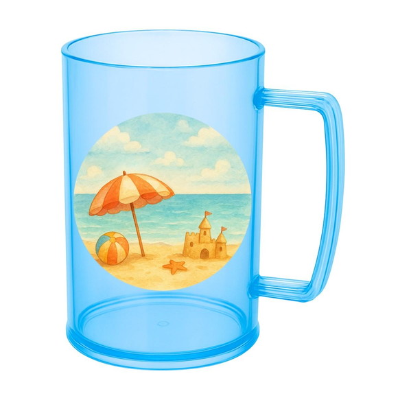 Caneca de Chopp Infantil Personalizada Mar e Praia Aquarela - Imagem 2