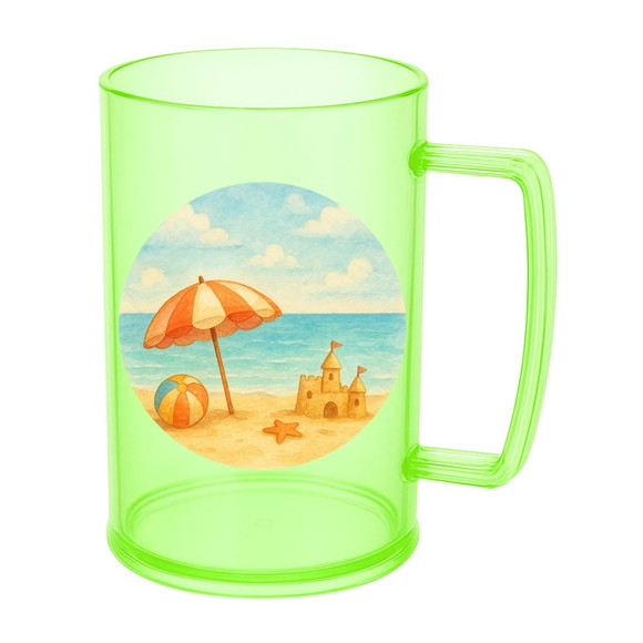Caneca de Chopp Infantil Personalizada Mar e Praia Aquarela - Imagem 4
