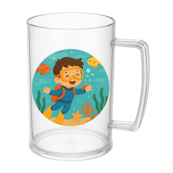 Caneca de Chopp Infantil Personalizada Menino Mergulhador - Imagem 5
