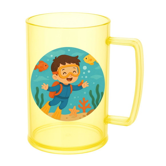 Caneca de Chopp Infantil Personalizada Menino Mergulhador