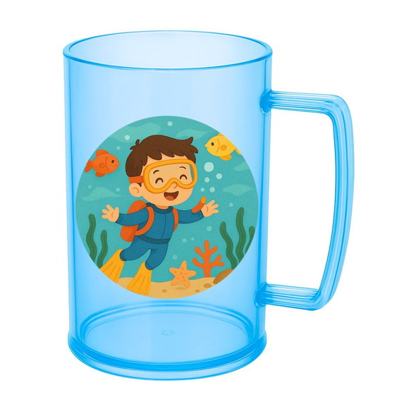Caneca de Chopp Infantil Personalizada Menino Mergulhador - Imagem 2