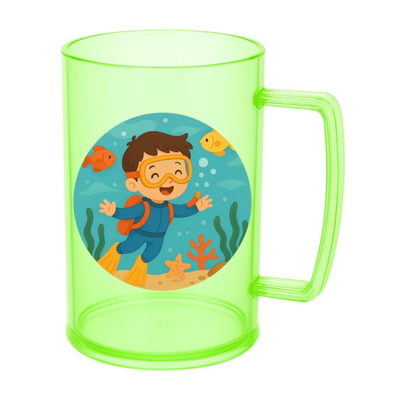 Caneca de Chopp Infantil Personalizada Menino Mergulhador - Imagem 4
