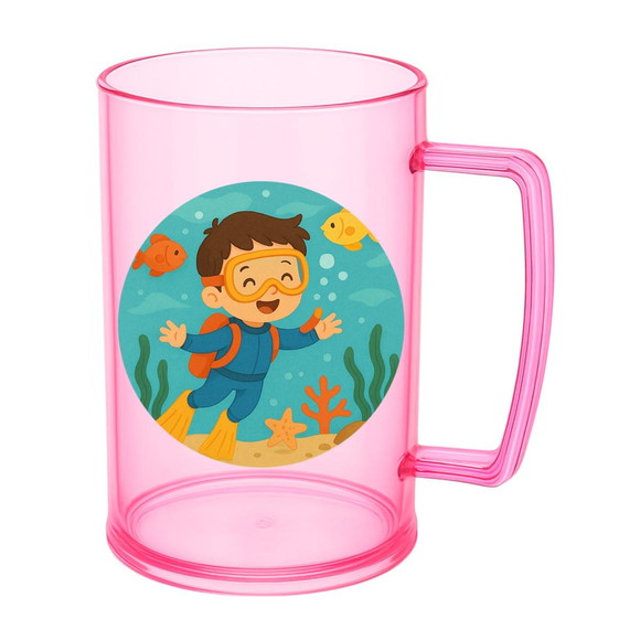 Caneca de Chopp Infantil Personalizada Menino Mergulhador - Imagem 3