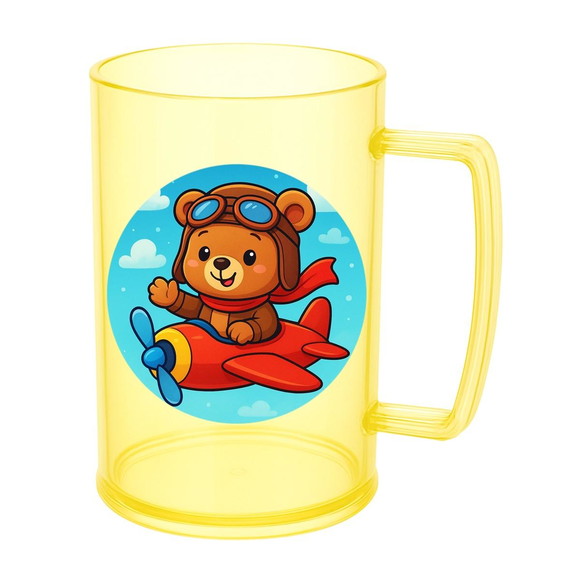 Caneca de Chopp Infantil Personalizada Ursinho Aviador