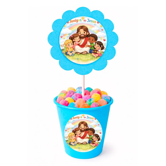 Centro de Mesa Flor Personalizado Amigos de Jesus