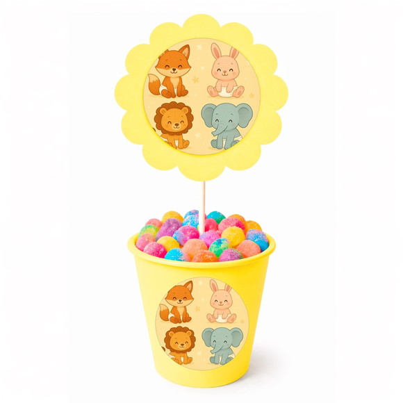 Centro de Mesa Flor Personalizado Animais Fofinhos Baby - Imagem 4